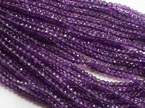 1 strand natural amethyst faceted rondelles, purple amethyst beads, amethyst necklace, 3-4mm micro faceted rondelles - 13 inch