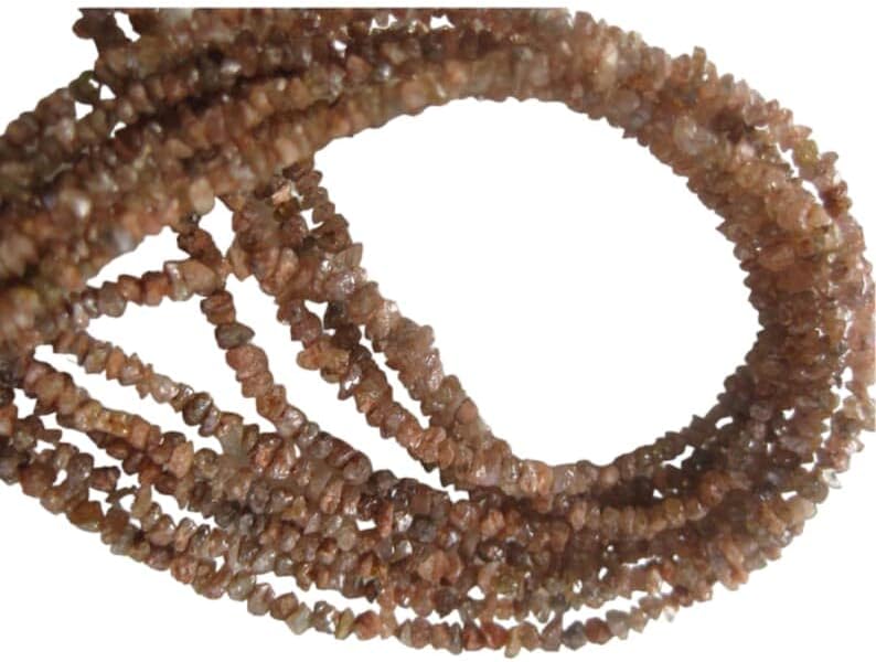 1.5-3mm Orange Rough Diamonds, Natural Raw Uncut Diamond Beads, Orange Raw Diamond Beads For Jewelry (4IN To 16IN Options) - TRD26, 3 MM-1.5 MM