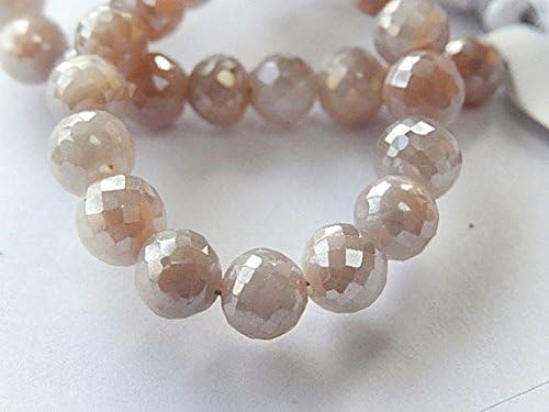 Moonstone Gemstone. Semi Precious Gemstone Bead. Peach Faceted Moonstone Round. Diamond Finish. Large 6-7mm 15pcs
