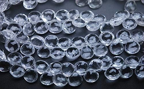 140,Beads,Rock Crystal Quartz Micro Faceted Heart Shaped Briolettes,10mm Long Size Code-HIGH-54729