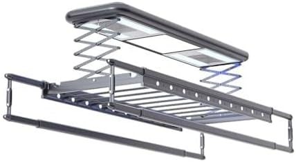 Ceiling Electric Clothes Dryer with Remote Control & LED Light, 35kg Load, Adjustable Height, Indoor Towel & Laundry Rack, 20 Hanging Holes, Quiet Operation(Gray)