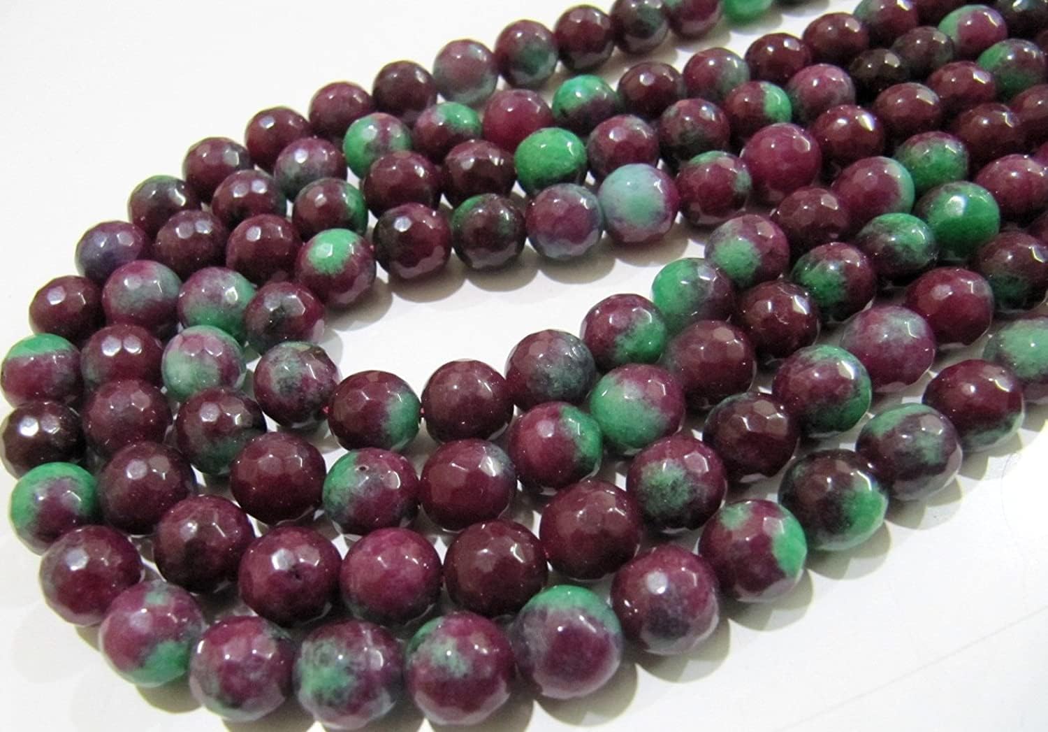 Hanumat Gems Lot of 10 Strands Natural Ruby Zoisite Beads,Red & Green Far Size Round Shape Beads Size 8 mm,15 inches Strand