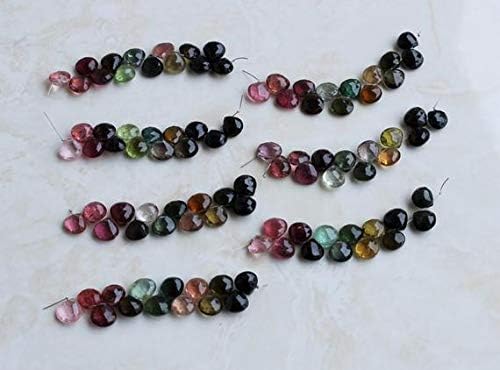 Outstanding Tourmaline Gemstone Briolette Faceted Heart Multi Pink Green 8.5 to 9mm 13 Beads Code-HIGH-58174