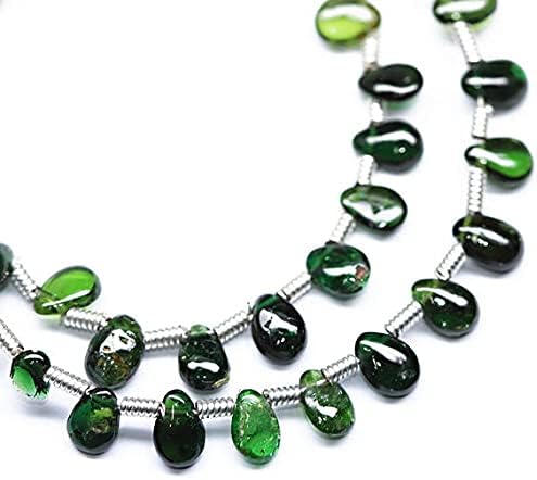 Chrome Green Diopside Smooth Pear Drop Gemstone Loose Earring Craft Beads Strand 8