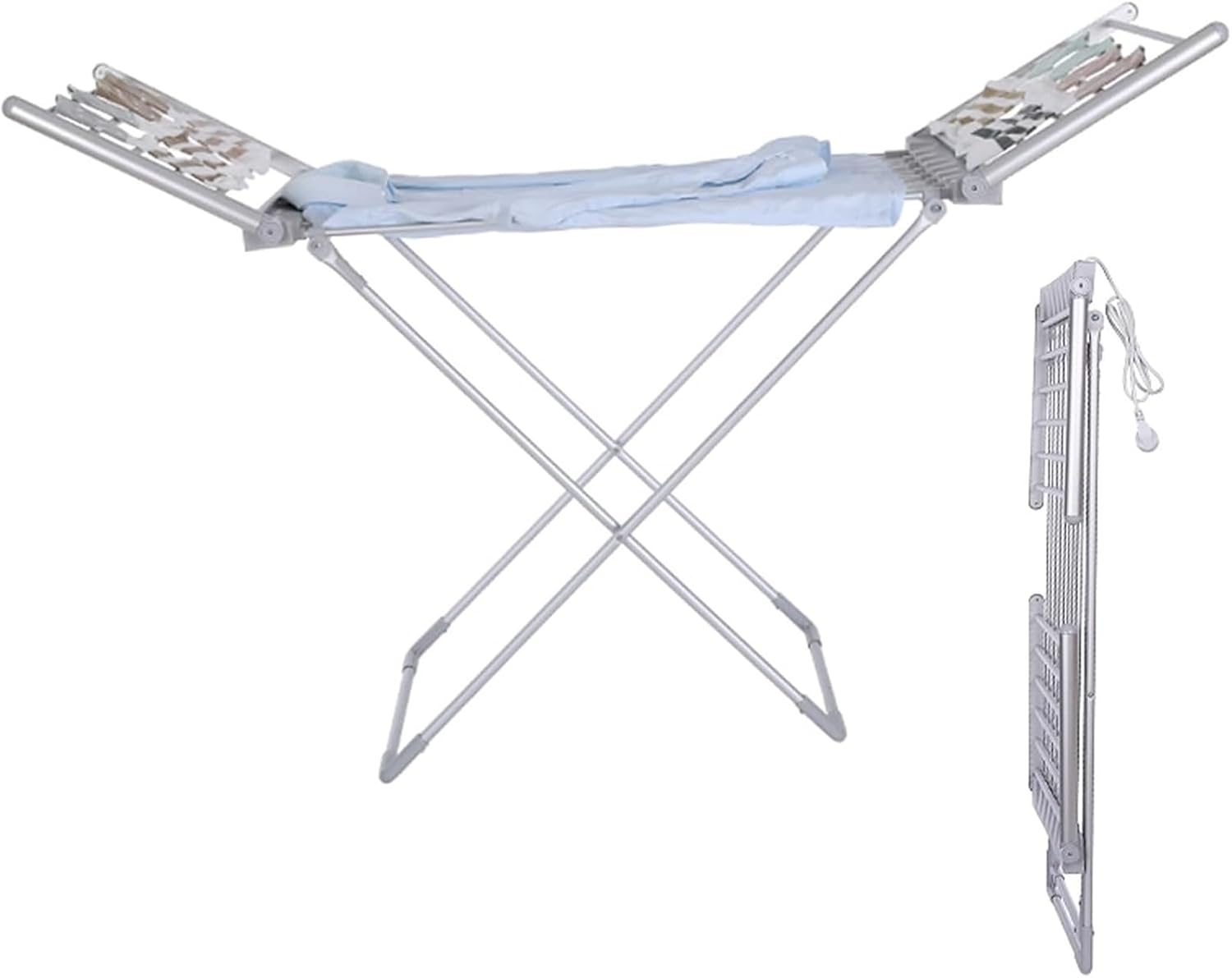 Clothes Drying Rack Portable Vertical Clothes Drying Rack with Wings, Electric Heating Track Clothes Drying Rack, Indoor Foldable Clothes Drying Rack