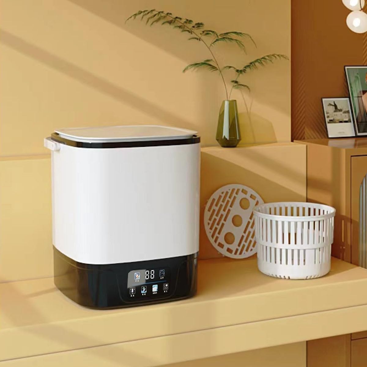 Small Washing Machine 10L Large Capacity Washer 9.5X9.5X11in Portable Washing Machine For RV Home Apartments Dorms Camping Travel Space Saver(Black)