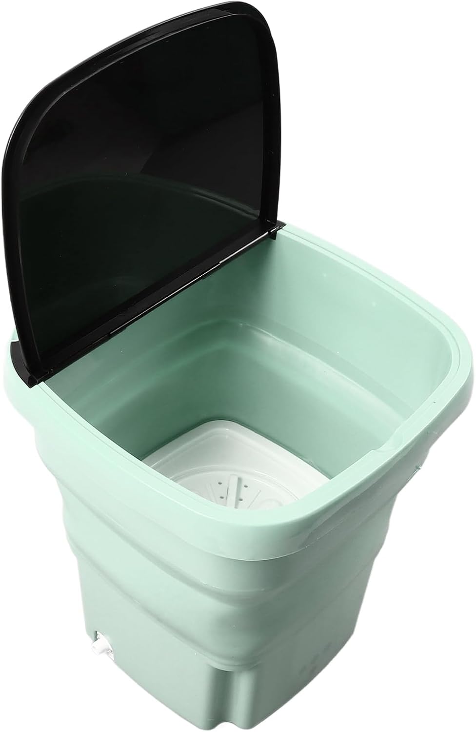 15L Large Capacity Portable Washing Machine Foldable Compact Mini Laundry Machine Portable Washer with Drainage Basket and Hose for Apartments, Camping, Rv Travel (Green)