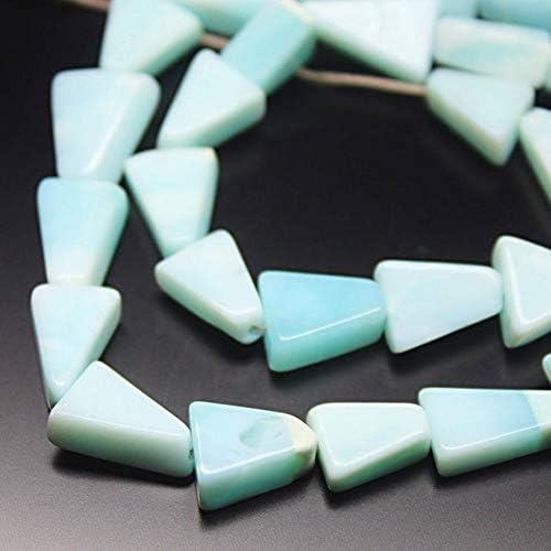 Natural Blue Peruvian Opal Smooth Flat Trillion Gemstone Loose Craft Beads Strand 14 Inch Long 8mm 6mm Code-HIGH-1237