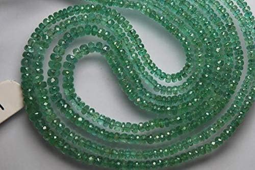 4 Strands Necklace, Super Quality, Natural Green Emerald, Natural African Zambian Emerald Faceted Rondelles, Size 6-2mm Code-HIGH-52426