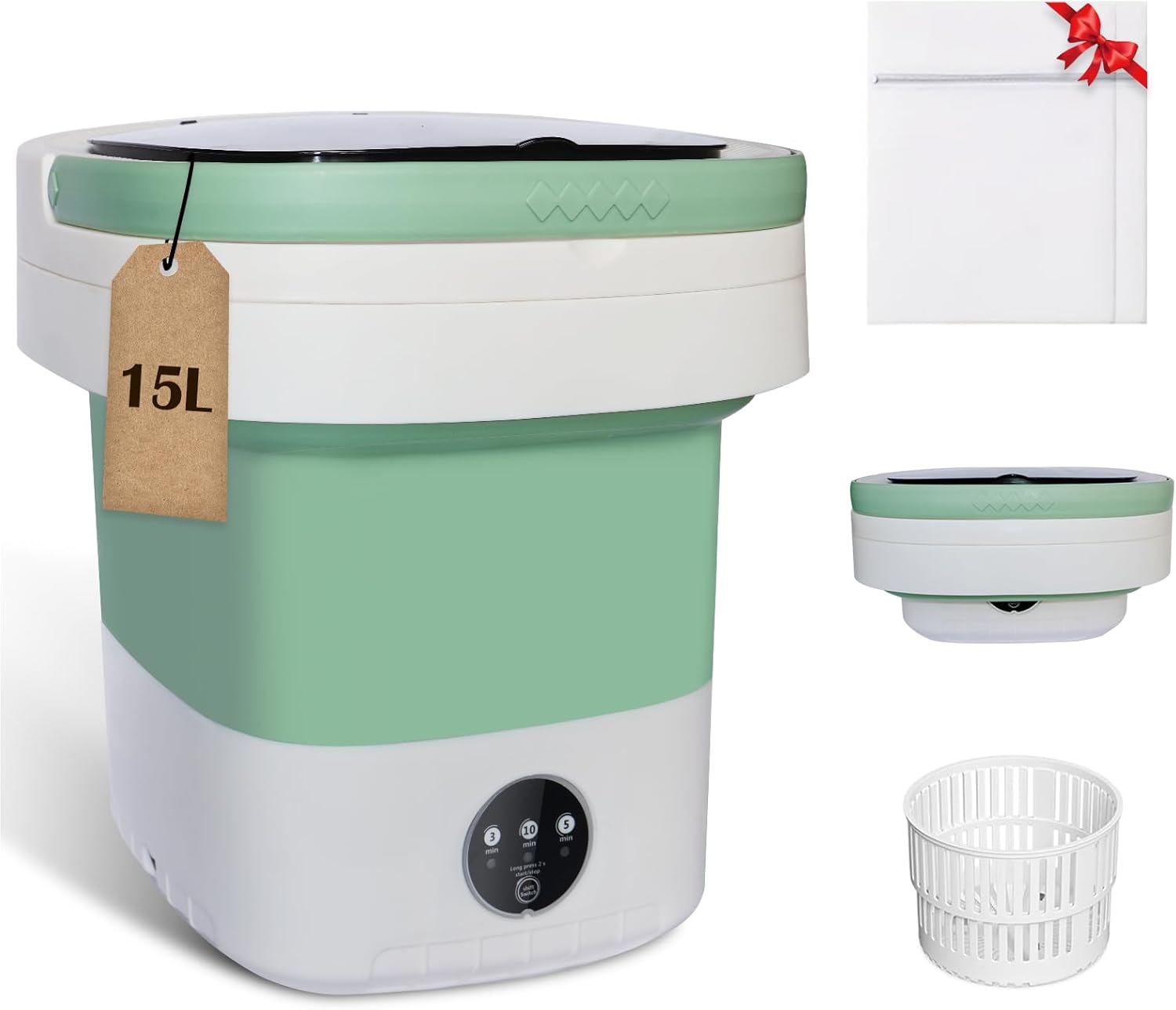 15L Large-Capacity Portable Washing Machine, One-Touch Operated Portable Washer for Baby Clothes and Small Items, Quiet and Noise-Free Design Mini Washing Machine for Apartments