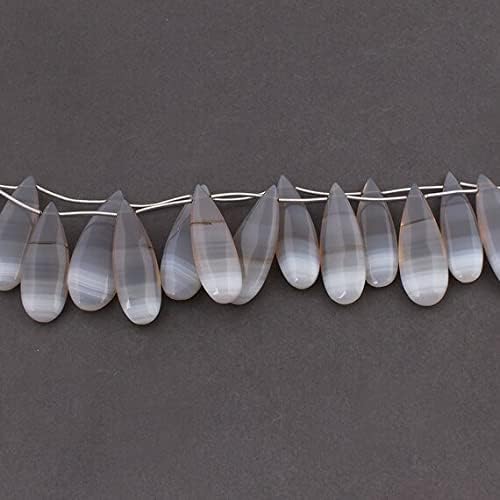 7 inch Strand of Natural Chalcedony 36x12-39x13mm pear Smooth briolette Beads for DIY Jewelry Making. |BRIO_01990