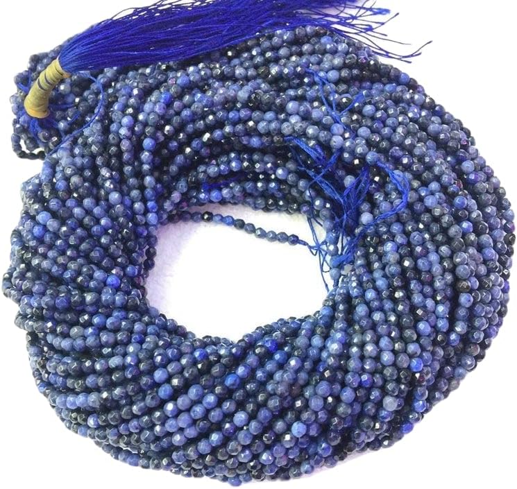 13 inch Strand of Natural gem Dumortierite, 3 mm Round Faceted Beads for DIY Jewelry Making. | Beads_03459, as per photo
