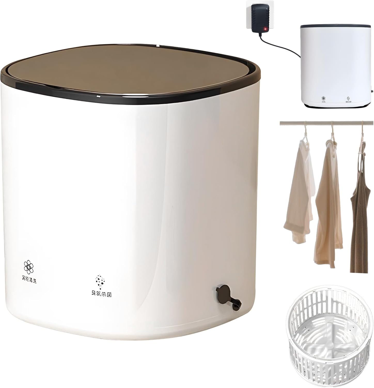 Mini Automatic Underwear Washing Machine, Mini Washing Machine, Upgraded large Capacity Thick Material, Deep Cleaning for Underwear (White (plug-in l) turbo cleaning + ozone + spin drying)