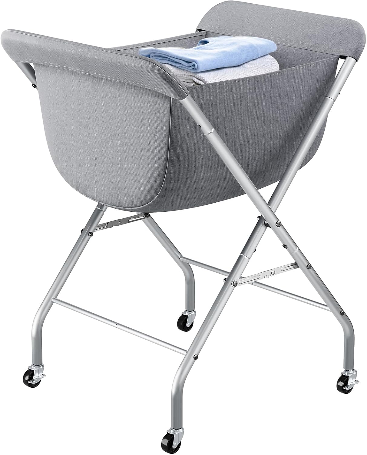 ELYKEN Laundry Cart with Wheels, 33”H Easy Rolling Laundry Hamper with Removable Liner Bag, Sturdy Metal Frame Clothes Basket with 4 Casters and 2 Brakes
