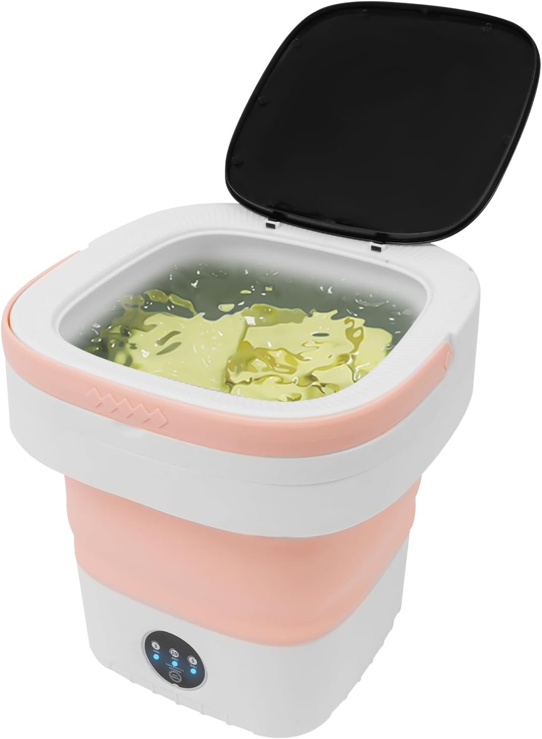 Portable Washing Machine, 12L Large Capacity Laundry Washer Cleaning for Underwear, Baby Clothes and Small Clothes, Mini Washer Foldable Washing Machine for Apartments Dorm Camping (Pink)