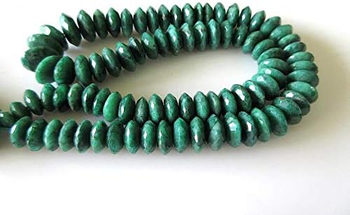 5 Strands Wholesale Emerald Faceted Rondelle Bead, Wholesale Emerald Disc Corundum Beads, 9mm to 12mm Beads, 16 Inch Strand