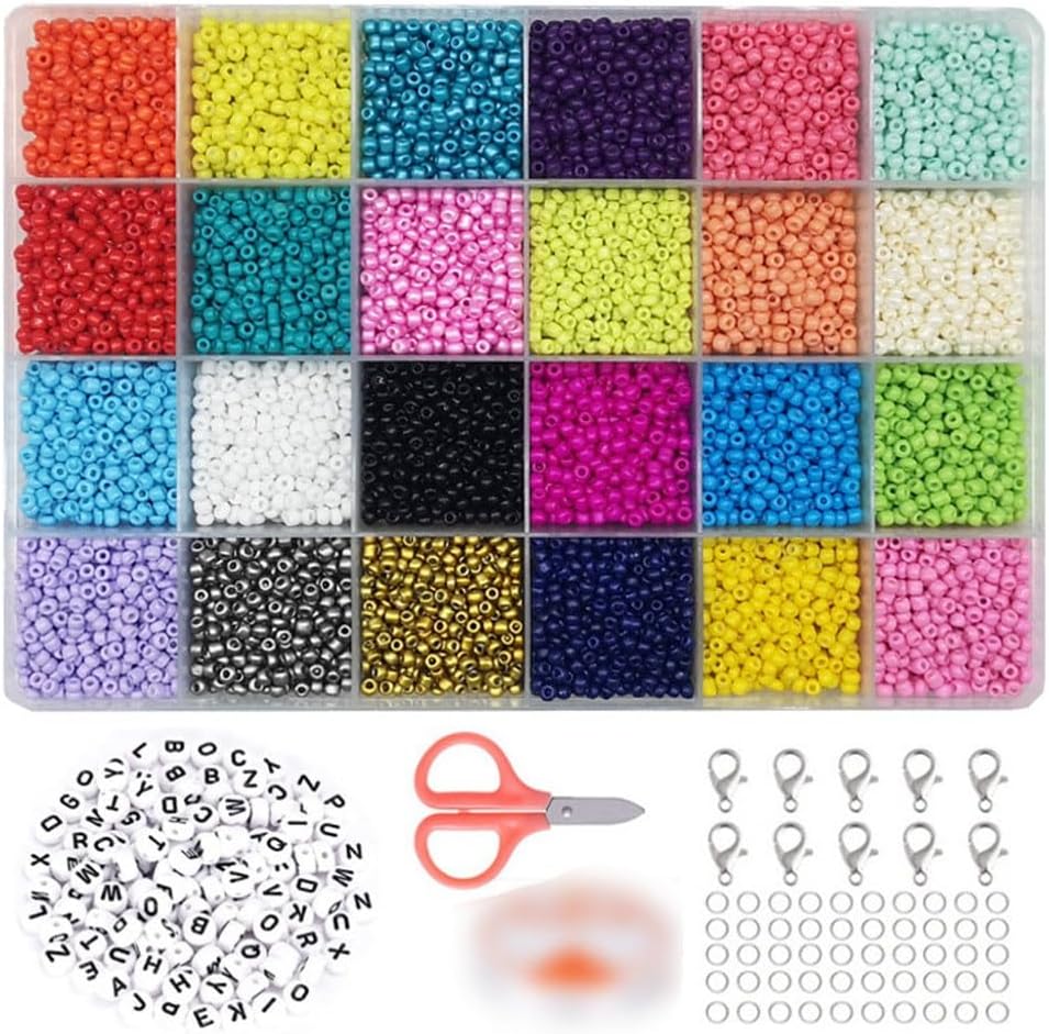 Painted Glass Colored Rice Beads DIY Handmade Necklace Bracelet Beaded Letter Bead Material Set