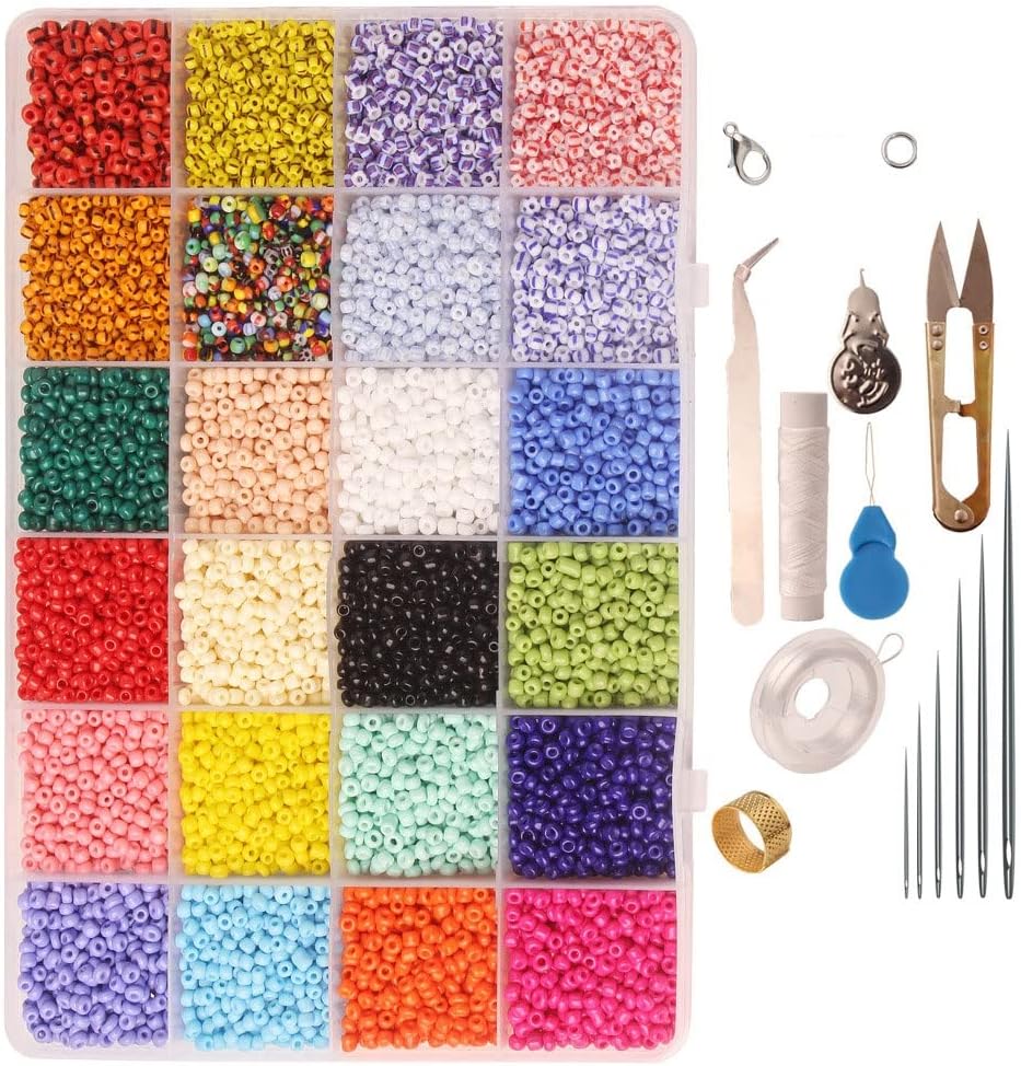 LUYILA Round Acrylic Letter Glass Seed Beads Set for Bracelet Jewelry Making Bulk Needlework DIY Accessories Kits (Size : 3MM)
