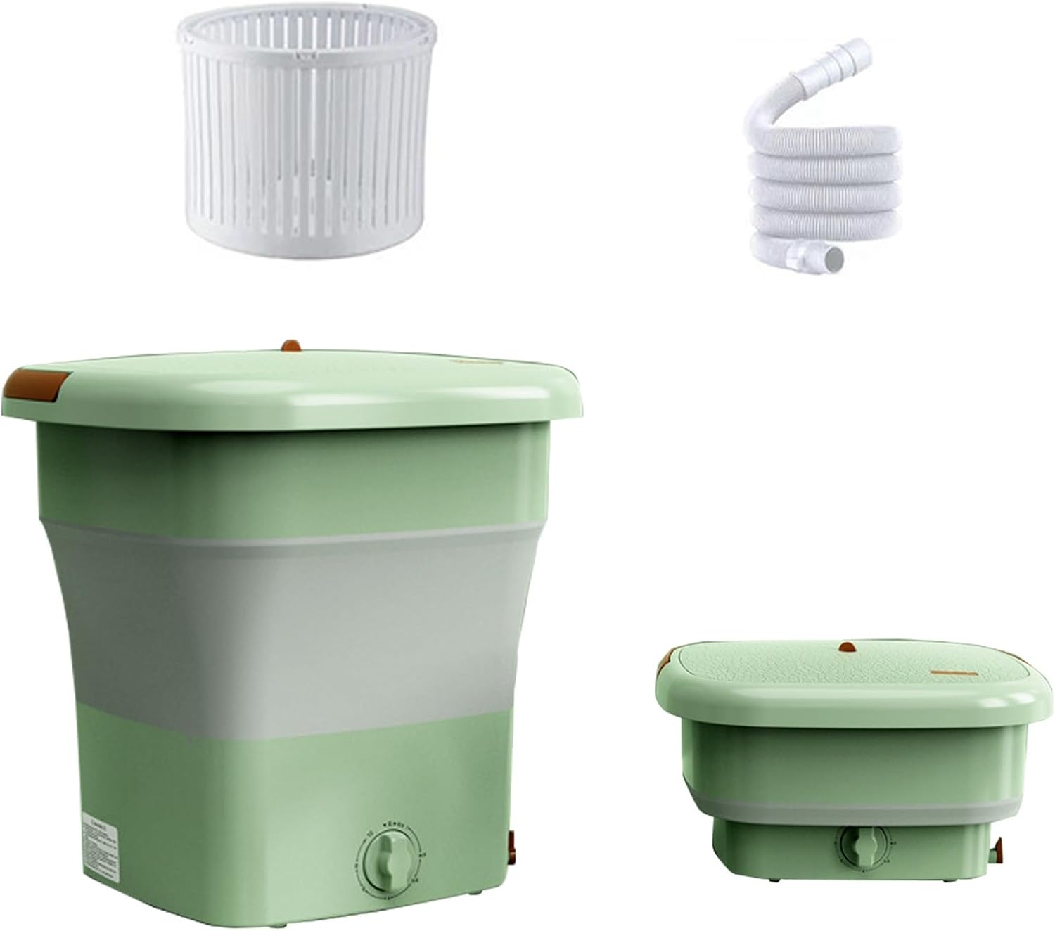 Portable Washing Machine Foldable, 12L, Mini Small Washer for Apartments, Dorm, Camping, rv, Travel, for Underwear, Baby Clothes, Small Items (Color : Green)