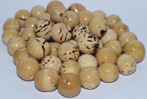 Bombona Beads. 100 Bombona Balls Beige Color. Size: 2.5 cm. Approx. Top Drilled. Natural, Vegan Beads. Jewelry Making Supplies