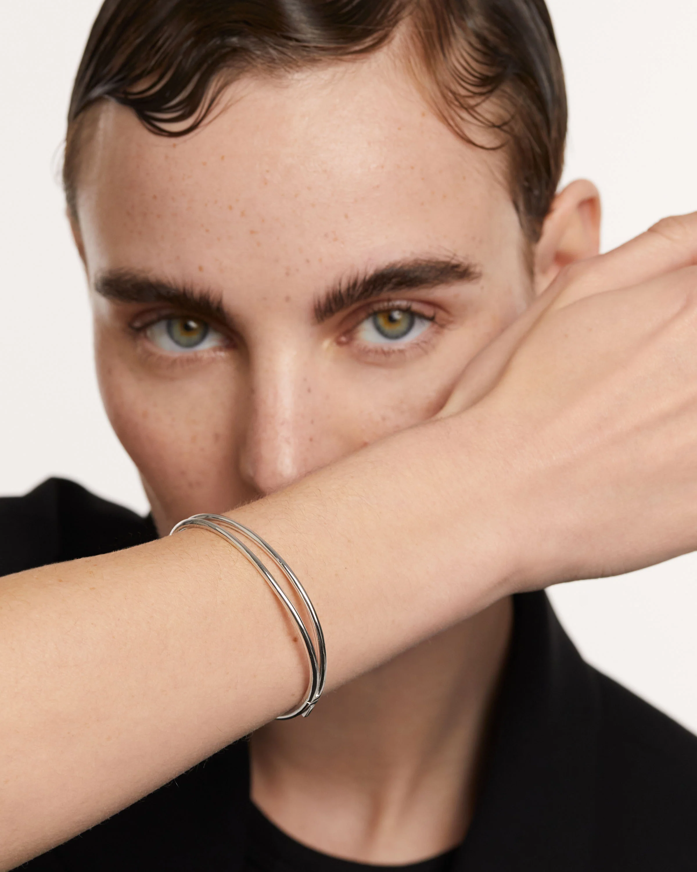 Twister Silver Bangle