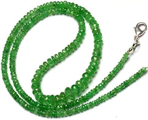Natural Gemstone Tsavorite Faceted 3 to 8MM Big Size Rondelle Beads 19 Inch Full Strand Very Rare Gem Beads Necklace Green Garnet