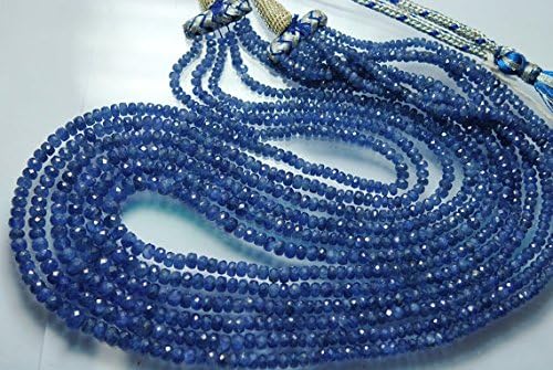 13 Inch 1 strand necklace of natural burma blue sapphire rondelle shape faceted cut 3-4mm beads for DIY jewelry making.