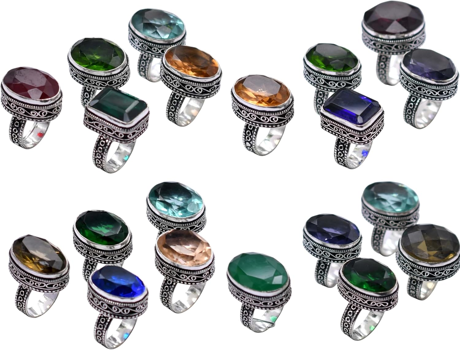 50 PCS Mix Gemstone Ethnic Handmade Ring Mix Lot US Size-5-9 R 9134 R 9134