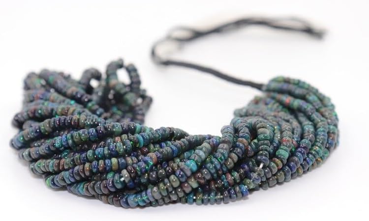 AAA+ Black Opal Smooth Rondelle Beads 3.5-5.5 mm Black Opal Plain Beads Fire Opal Beads Flashy for Making Jwelery