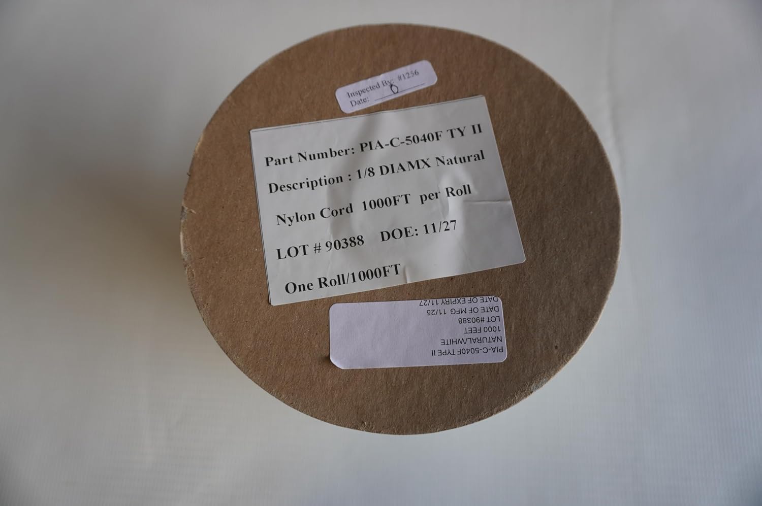 Nylon Cord PIA-C-5040F TY II 1/8 Diamx. Natural White. No Flame Test Required. Aerospace Application. 1000FT per Spool