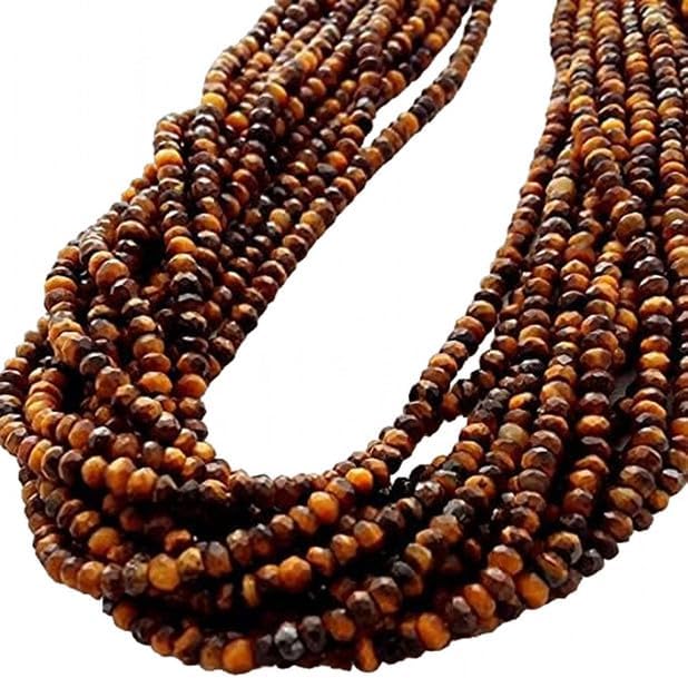 Tiger Eye Gemstone Faceted Beads, rondelles Beads, Size 3-3.5 mm 13 inch lot of 10 Strands CHIK-STRD-96495