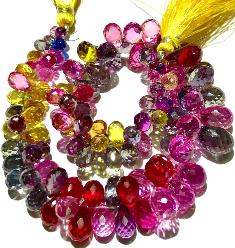 Natural Sapphire, Alexandrite Teardrop facated Beads 5-8 MM 10 inch Long String Jewelry Making Gemstone Beads for Necklace Bracelet