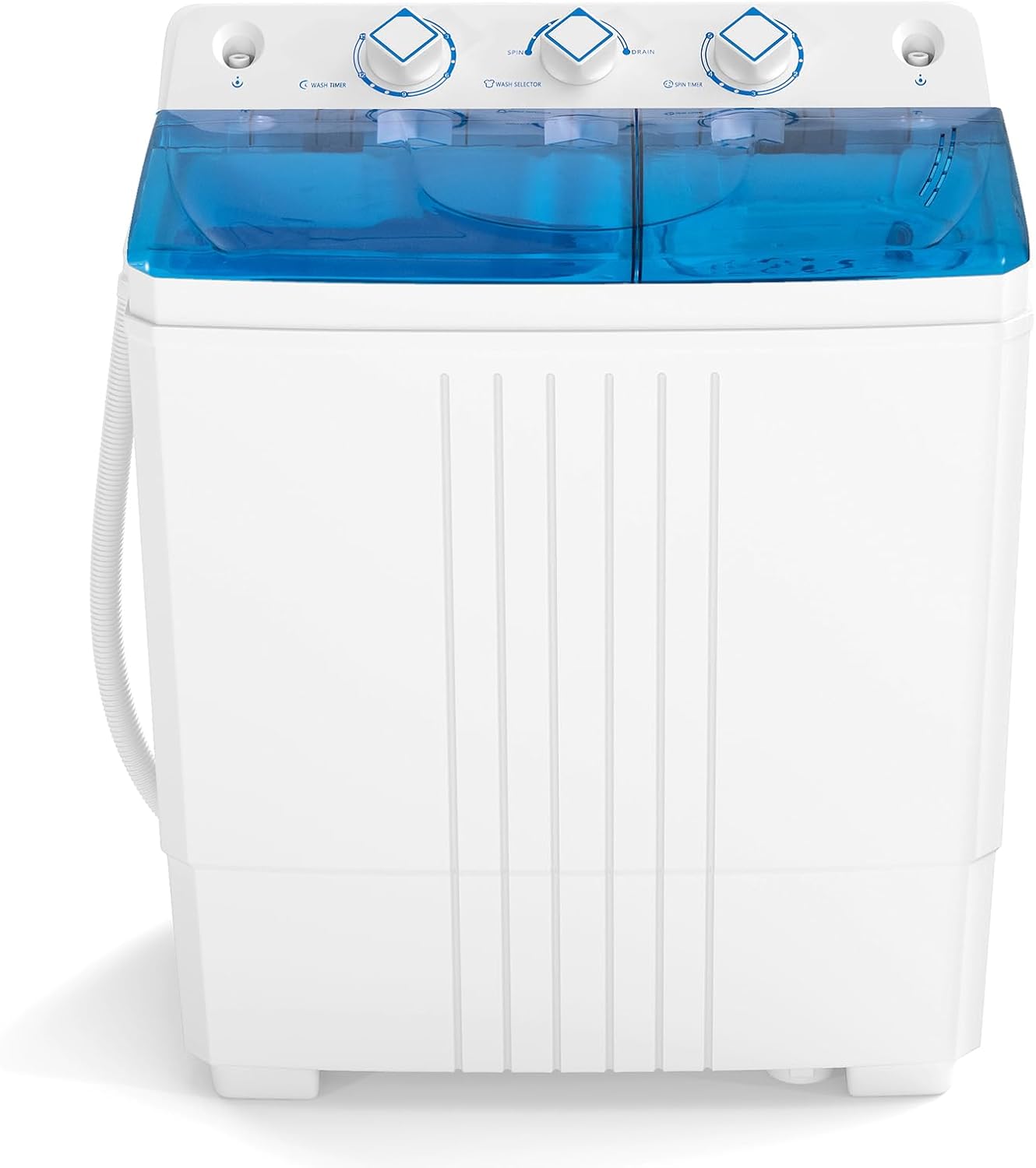 COSTWAY Portable Washing Machine, Twin Tub 20Lbs Capacity, Compact Laundry Washer(12Lbs) and Spinner(8Lbs), Durable Design for Apartment Dorm RV, Blue+White