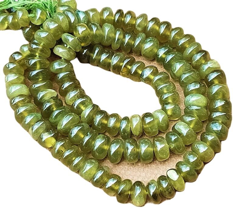 13 inch Strand of Natural gem Green Serpentine, 6-8mm rondelle Smooth Beads for DIY Jewelry Making. | Beads_04492