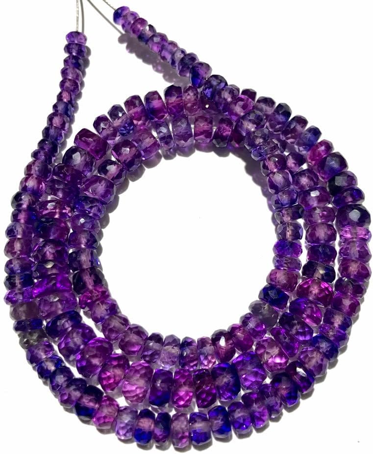 Natural Pinkish~Purple Sapphire roundelle facated Beads 4-6 MM 18 inch Long String Jewelry Making Gemstone Beads for Necklace Bracelet