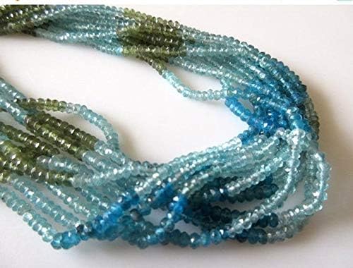 50 Strands Wholesale Natural Blue Apatite Green Apatite Rondelle Bead,3mm Faceted Rondelle Beads,Multi Color Apatite Beads,13.5 Inch Strand