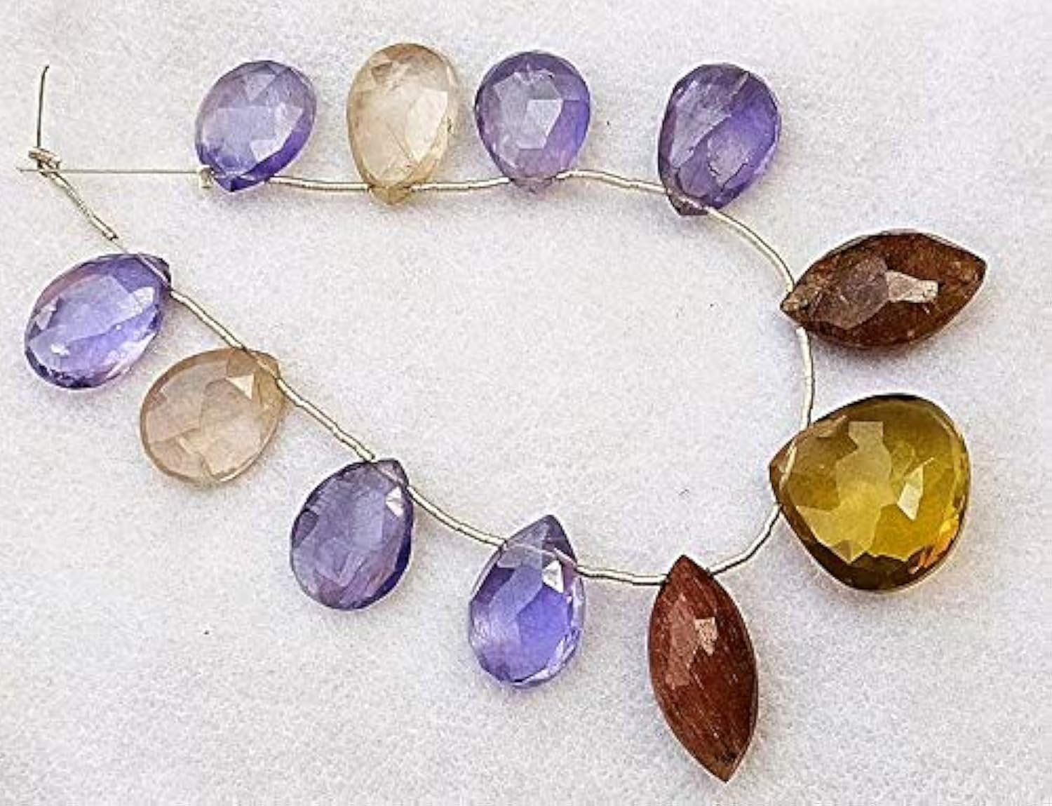 GEMZ 16 inch Strand of Natural Multi Gemstone pear Shape Faceted Cut Multi Color Color briollete Beads for DIY Jewelry Making- Earring Necklace Bracelet.