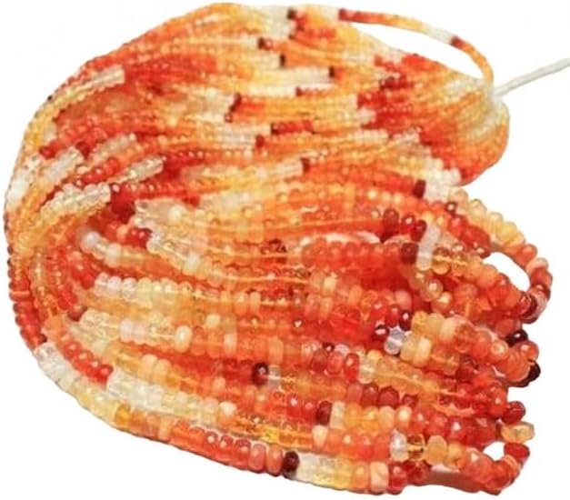 Natural Mexican Fire Opal Faceted Rondelle Micro Loose Craft Beads 8