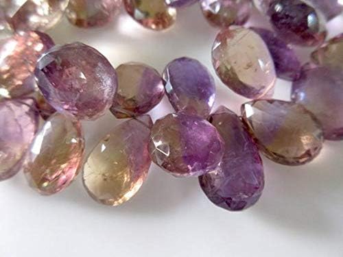 17mm to 27mm AAA Ametrine Faceted Pear Shaped Briolette Beads 8.5 Inch Long Strand. Code-HIGH-48163