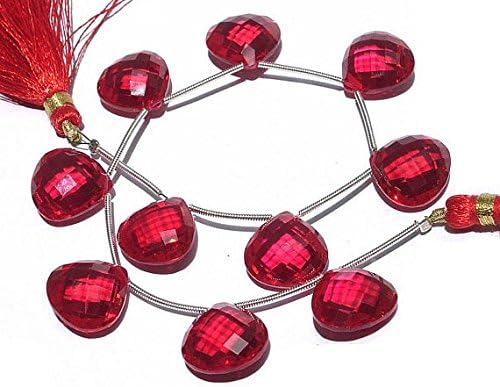 13 inch natural beads strand of 15x15mm faceted heart ruby quartz gemstone briolletes beads for DIY jewelry - necklace, bracelet, earring, ring.