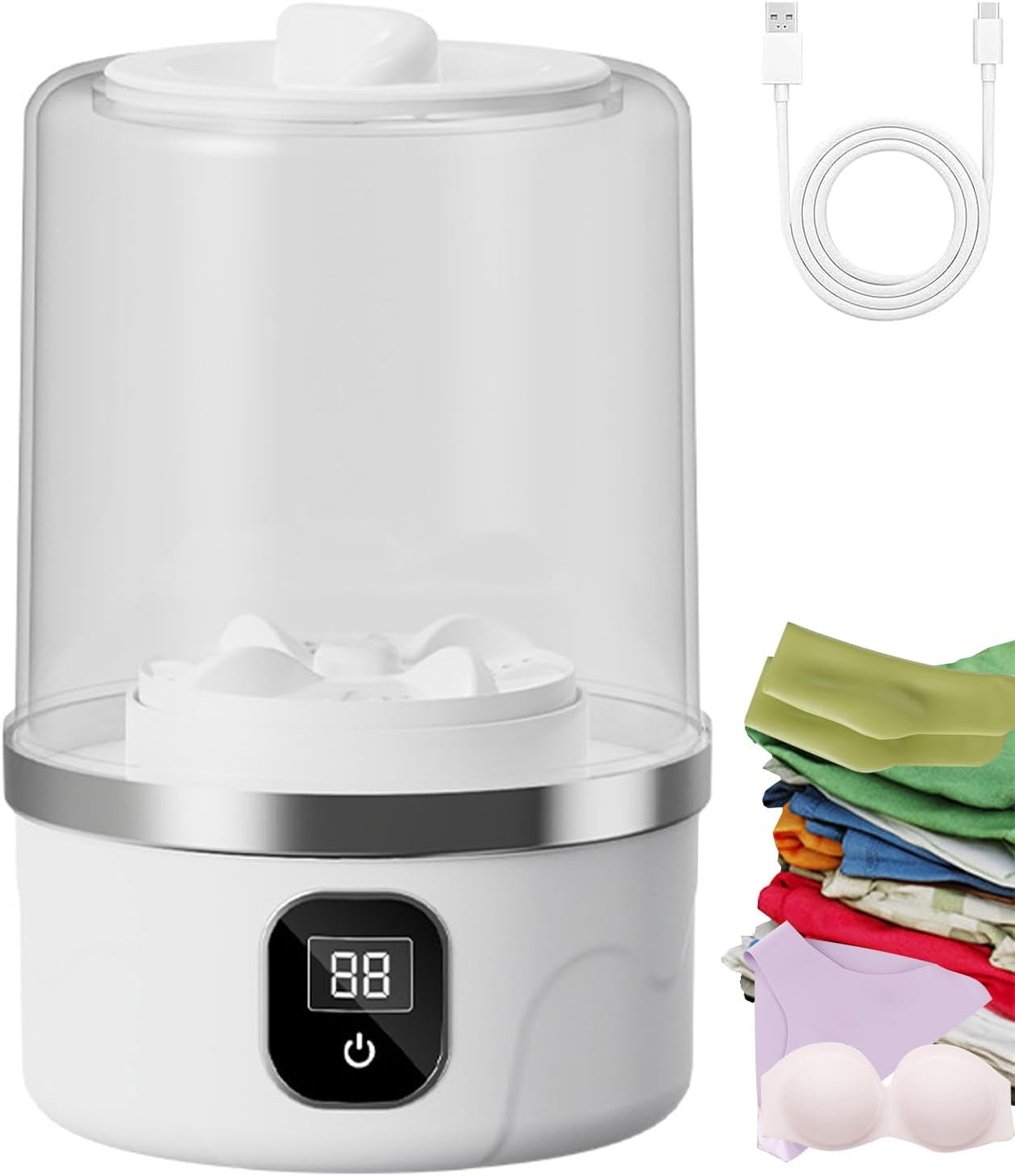 Wireless Underwear Mini Smart Laundry Cup,Mini Automatic Washing Machine For Bra, Socks, Baby Clothes And Camping Travel (1PCS)