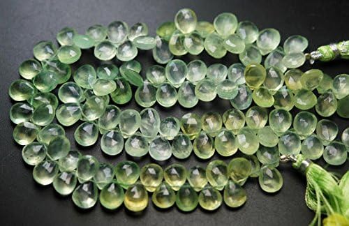 13 inch natural beads strand of 8-10mm faceted pear prehnite gemstone briolletes beads for DIY jewelry - necklace, bracelet, earring, ring.