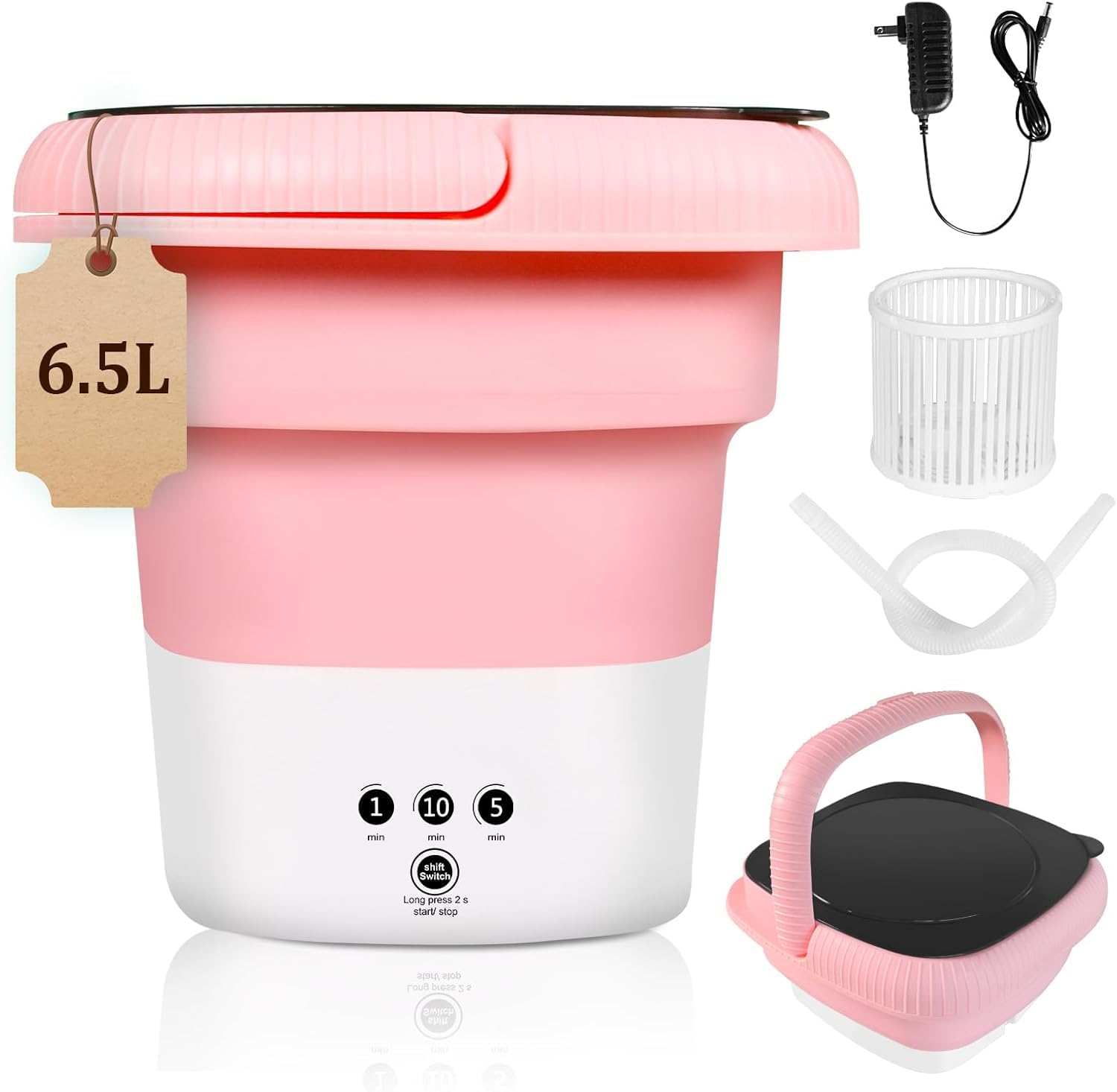 Portable Washing Machine,Folding Washing Machine,Mini Washer and Dryer,Small Portable Washer Easy to Carry,Suitable for Apartments, Dormitories, Camping, RV, Travel Laundry,Hotels-Pink
