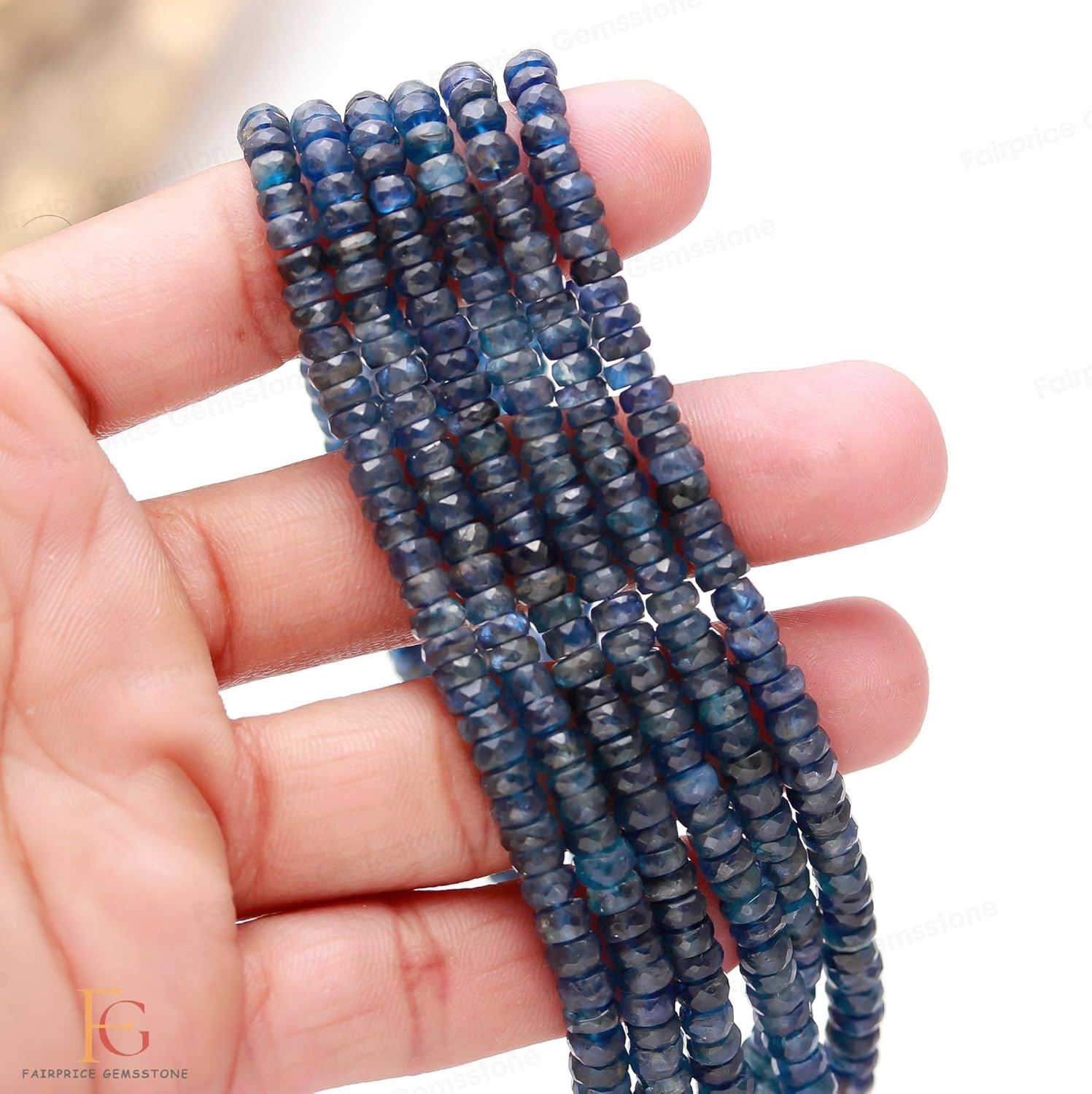 Generic AAA+ Quality Kyanite Rare Faceted Rondelle Beads, Kyanite Faceted Beads, Natural Kyanite Rondelle beads, Kyanite Gemstone Beads for Jewelry Making Necklace, Bracelet, Earring, Blue