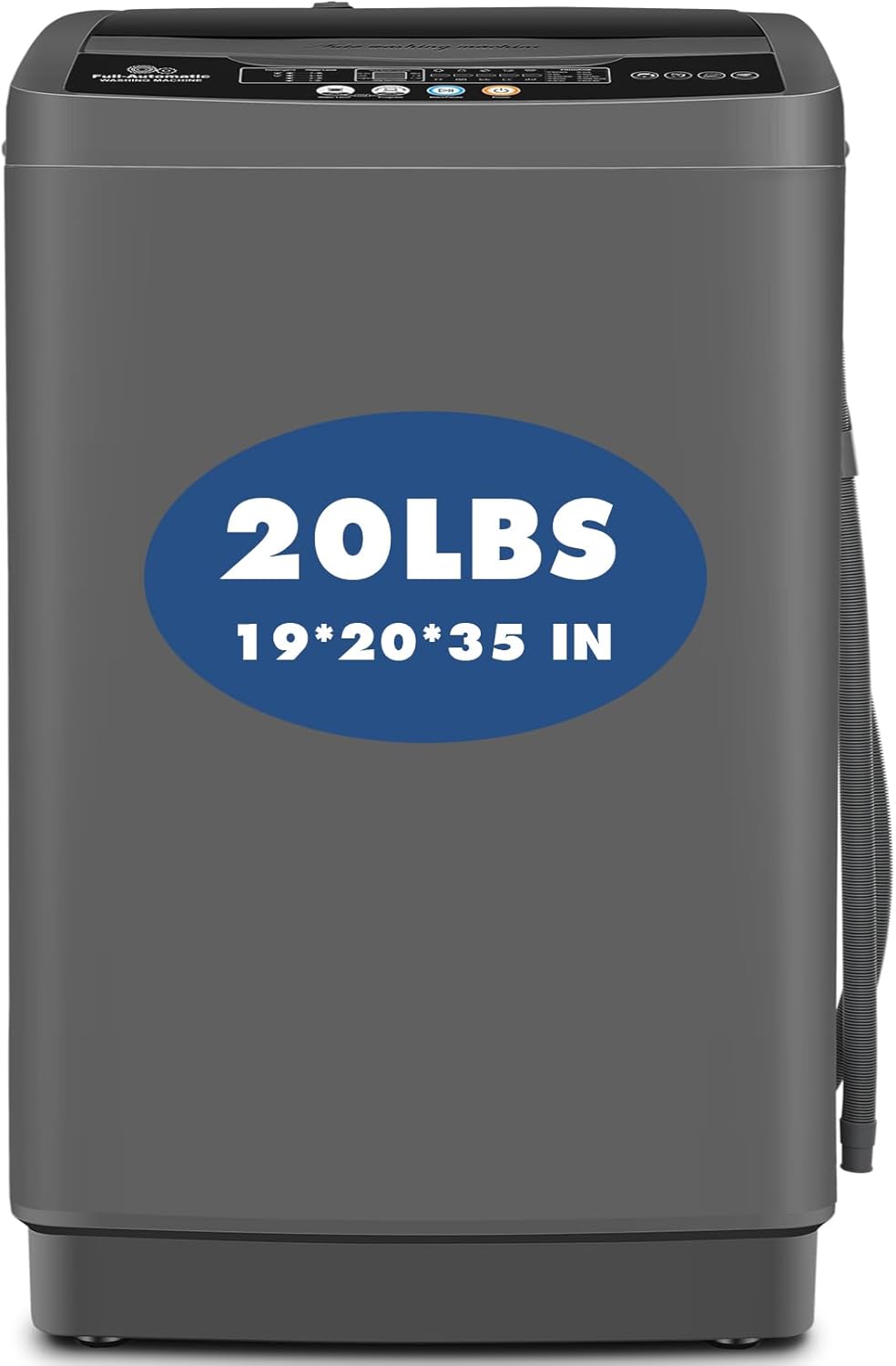 Nictemaw Portable Washing Machine, 20Lbs Capacity Full-Automatic Portable Washer Machine, 2.8Cu.ft Compact Laundry Machine with Drain Pump, 10 Programs & 8 Water Levels for Apartment Dorm RV