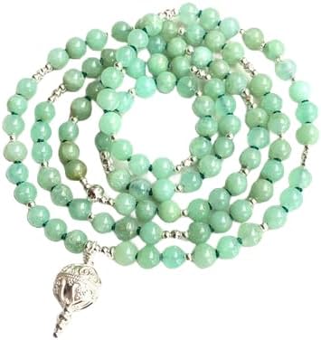 Natural chrysoprase 6mm 108 Mala Beads, Spiritual, Meditation Beads, Reiki, Japa Mala, Buddhist Prayer Beads, Yoga Bracelet, healing beads LKMALA-RRGU-3437