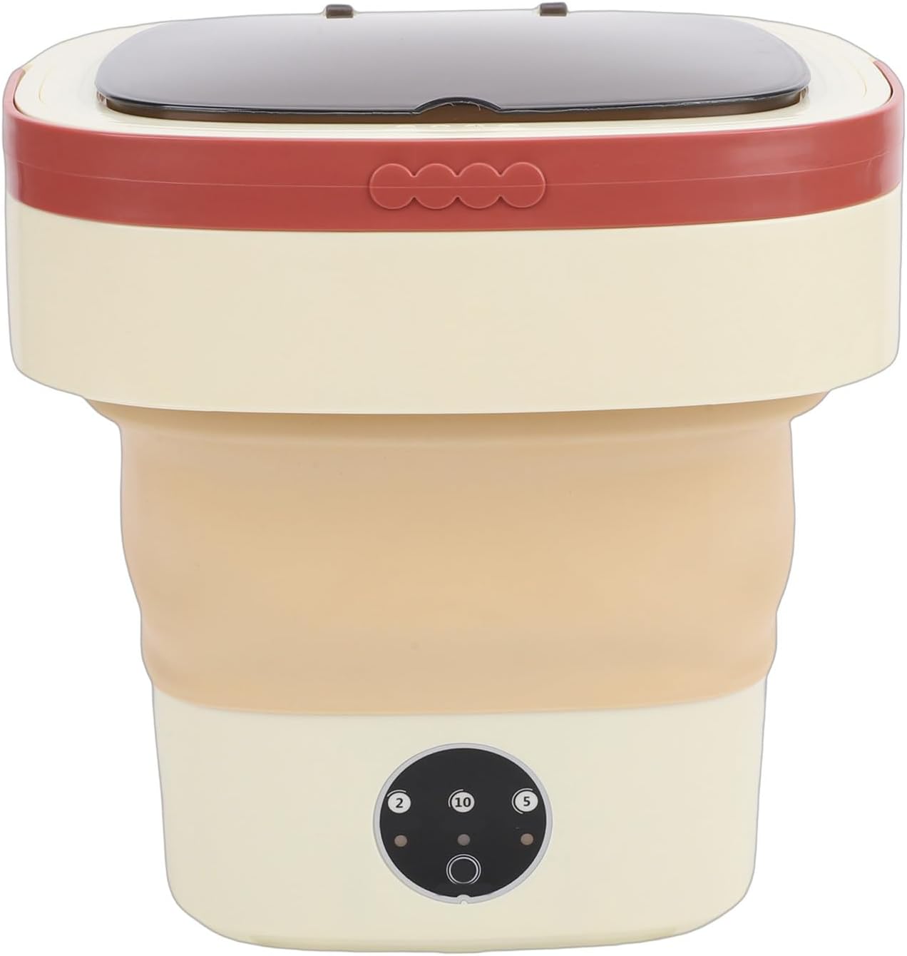 Diydeg Underwear Washing Machine, 8L Foldable Washer Mini Washer with 3 Cleaning Modes Drain Basket, Small Laundry Machine for Toddler Clothes Underwear Socks (Khaki)