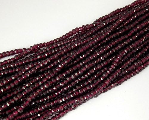 5 Strand Natural Red Garnet Micro Faceted Gemstone Rondelle Beads 3-4mm 13