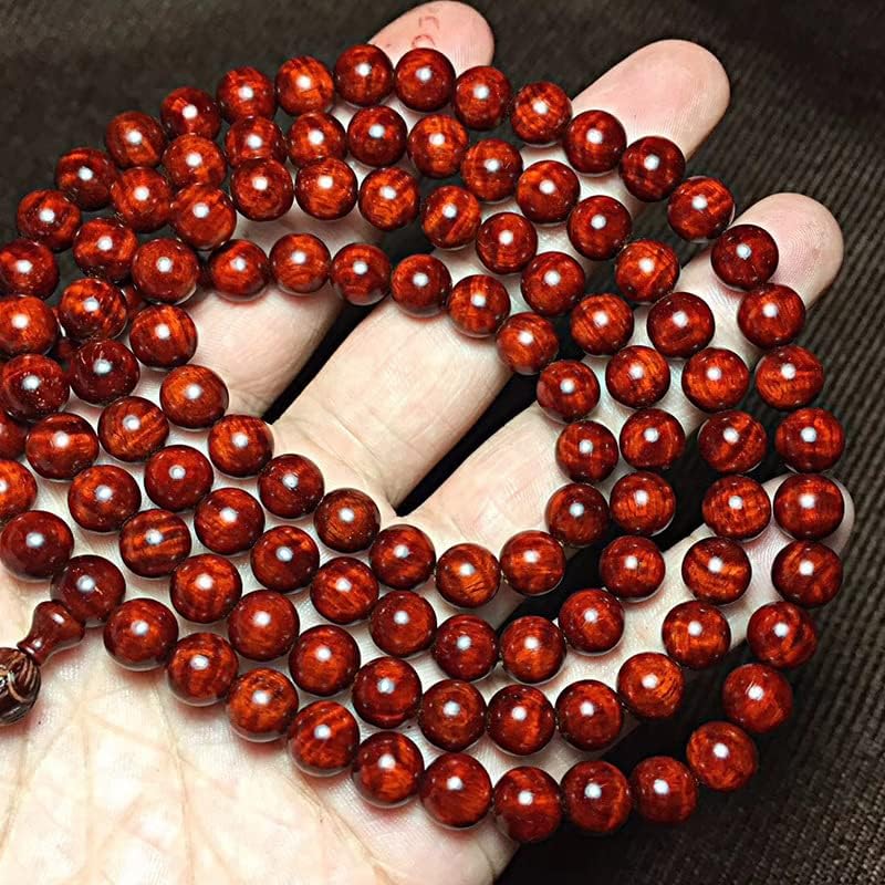 印度小叶紫檀0.8x108颗水波荧光珠佛珠手串手链念珠 玻璃底钢珠(小叶紫檀水波荧光)