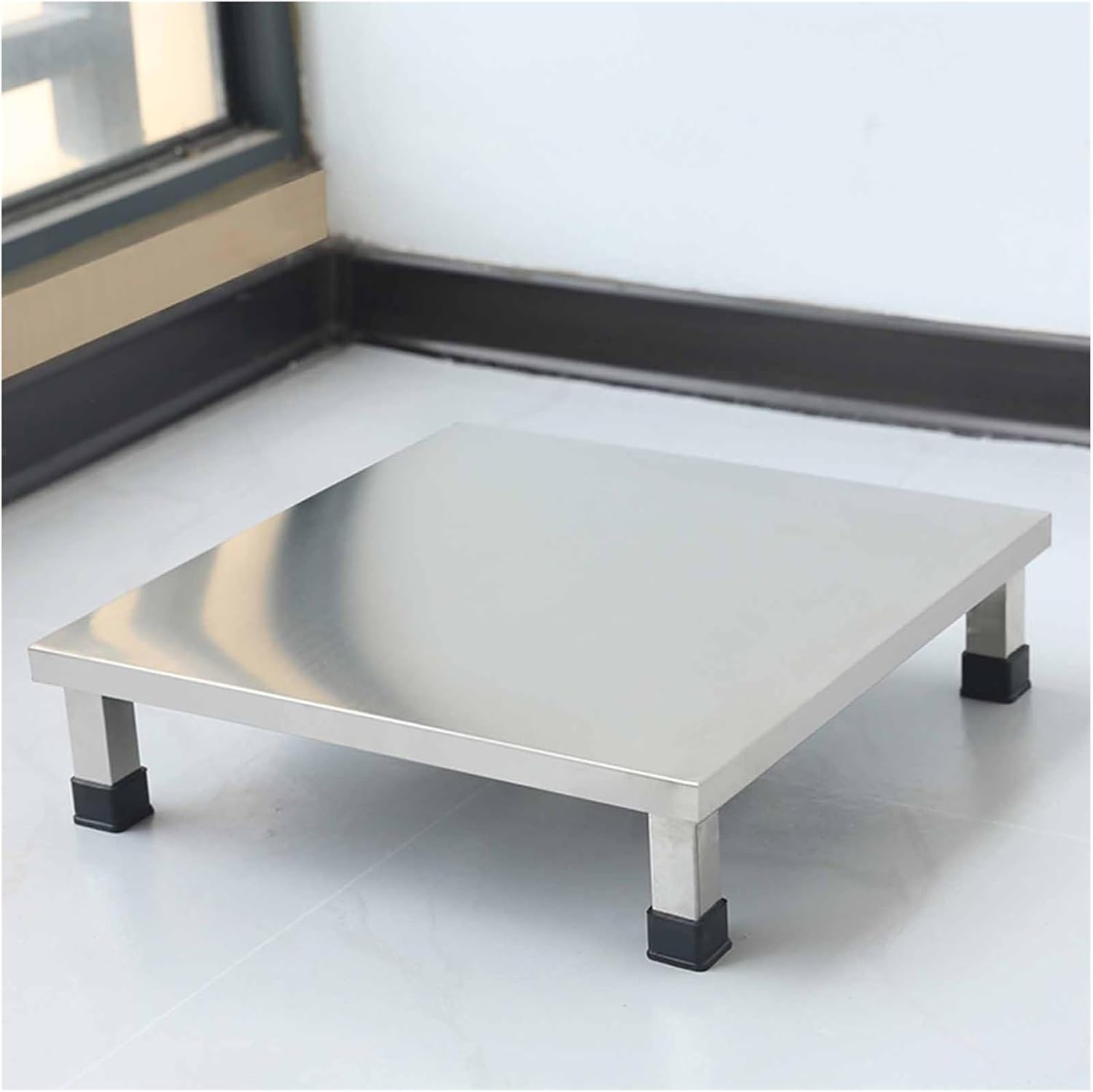 XPLKQXE Stainless Steel Fridge Stand, Laundry Pedestal Washing Machine Tray Mat, Raised Shelf Base for Various Furniture and Household Appliances, No Assembly(Size:35x35x10cm)